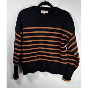 Philosophy Republic Clothing M Black Orange Striped Cropped crewneck sweater